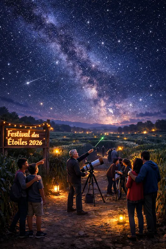 Festival des Étoiles 2026 au Labyrinthe de Chalosse, Gaujacq – soirée astronomie en famille